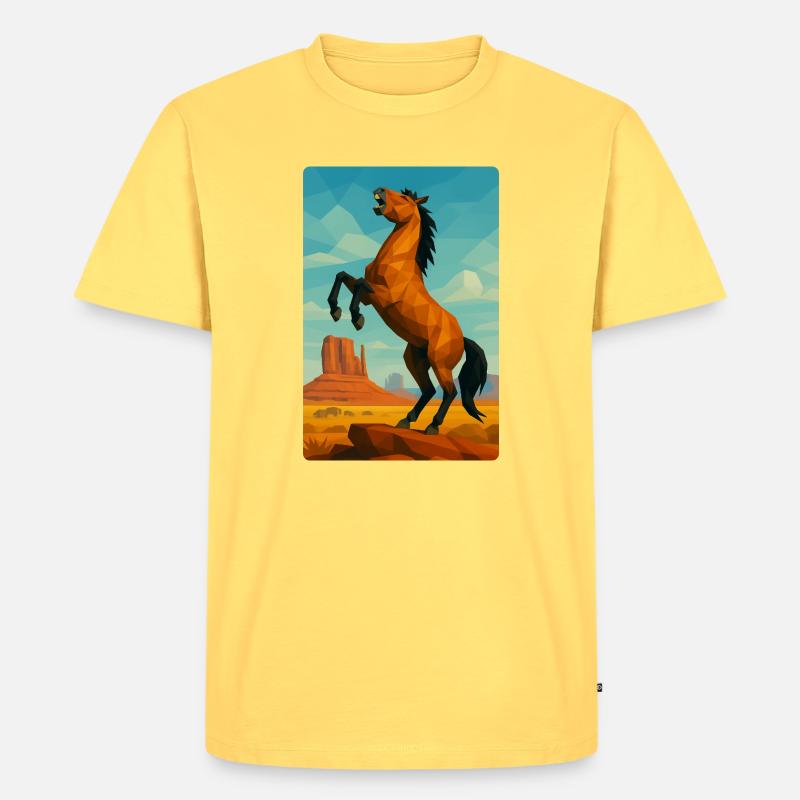 Polynature Wildpferd - Männer Premium Bio T-Shirt - Pastellgelb
