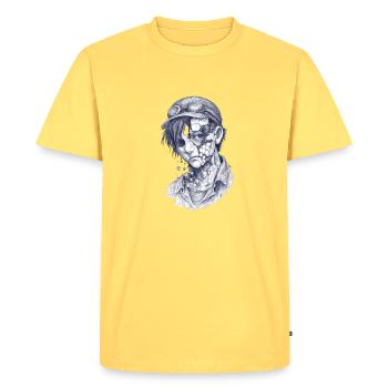 Decayed mechanic| Surreal Zomie Boy - Men's Premium Organic T-Shirt - sky yellow - Front - AI Model Male 185 dark (185cm)