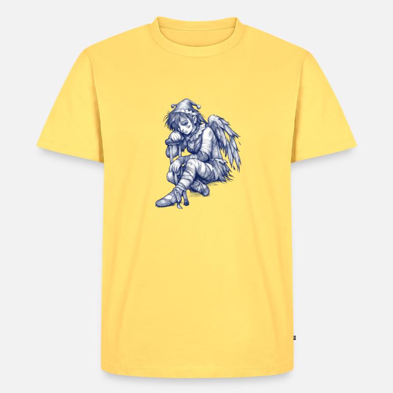 Trauriger blauer Engel - Männer Premium Bio T-Shirt - Pastellgelb
