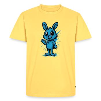 Blue Splash Bunny Graphic - Men's Premium Organic T-Shirt - sky yellow - Front - AI Model Male 185 dark (185cm)