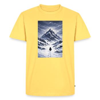 But why Penguin - Men's Premium Organic T-Shirt - sky yellow - Front - AI Model Male 185 dark (185cm)