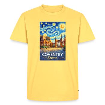 Coventry, Angleterre - T-shirt Premium bio Homme - jaune pastel - Devant - AI Model Male 185 dark (185cm)