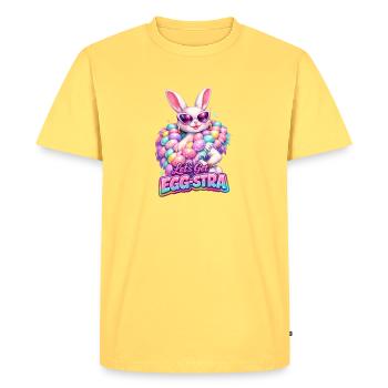 Easter Lets Get Egg-stra - Men's Premium Organic T-Shirt - sky yellow - Front - AI Model Male 185 dark (185cm)