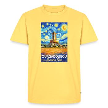 Ouagadougou Burkina Faso Starry Night - Men's Premium Organic T-Shirt - sky yellow - Front - AI Model Male 185 dark (185cm)