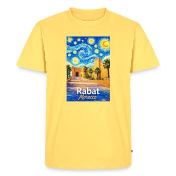 Rabat Maroc Nuit étoilée - T-shirt Premium bio Homme - jaune pastel - Devant - AI Model Male 185 dark (185cm)