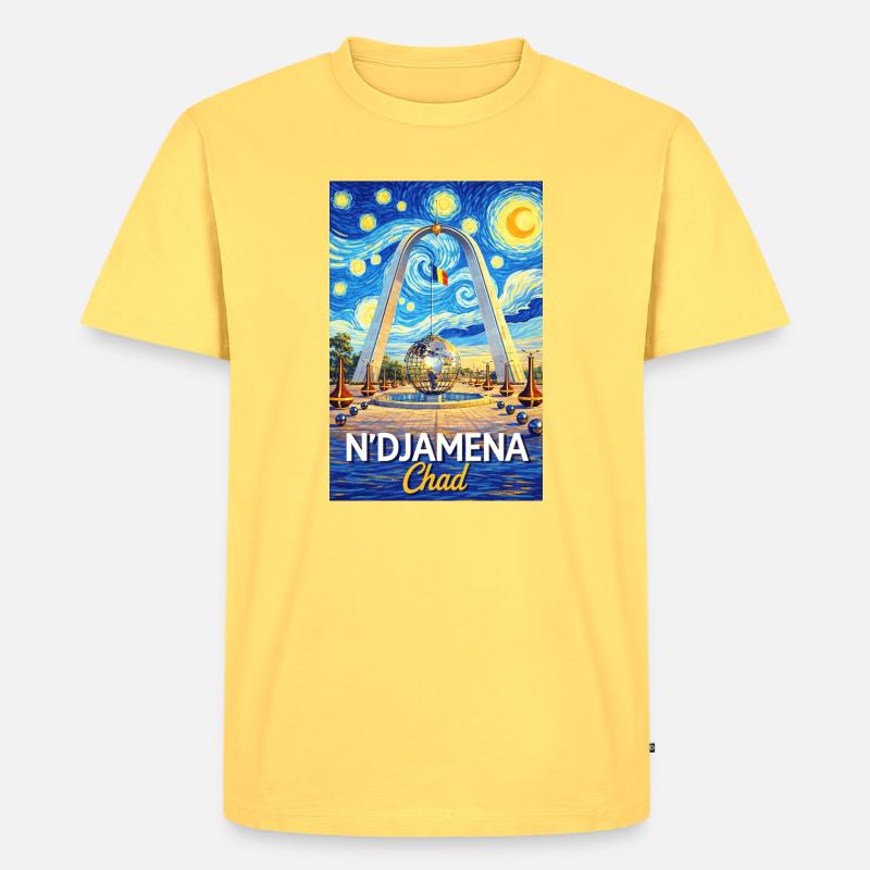 N-Djamena Chad Starry Night - Männer Premium Bio T-Shirt - Pastellgelb