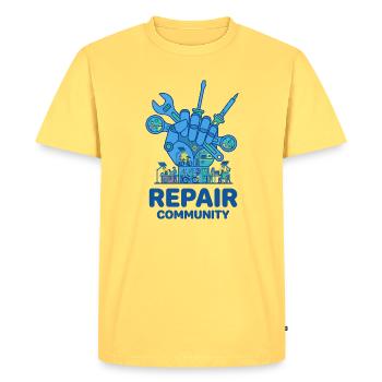 Culture des outils de la communauté de réparation - T-shirt Premium bio Homme - jaune pastel - Devant - AI Model Male 185 dark (185cm)