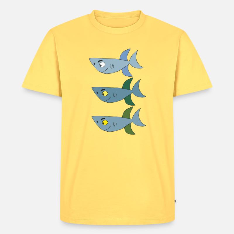 haifisch 3 brüder - Männer Premium Bio T-Shirt - Pastellgelb