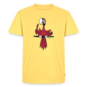 Illustration de perroquet vibrant pour les vêtements - T-shirt Premium bio Homme - jaune pastel - Devant - AI Model Male 185 dark (185cm)