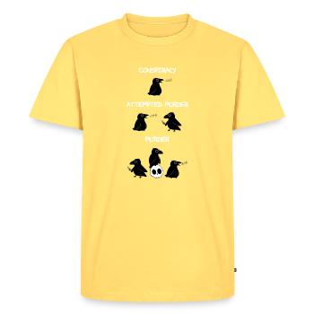 Conspiracy - Attempted Murder - Murder - Men's Premium Organic T-Shirt - sky yellow - Front - AI Model Male 185 dark (185cm)