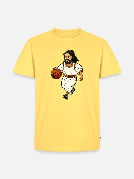 Basketballer Jesus - Männer Premium Bio T-Shirt - Pastellgelb