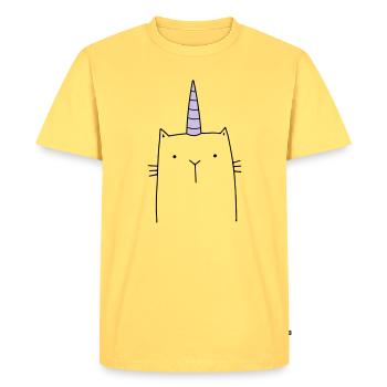 Unicorn cat cute gift - Men's Premium Organic T-Shirt - sky yellow - Front - AI Model Male 185 dark (185cm)