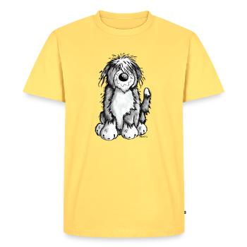 Mignon Bearded Collie - T-shirt Premium bio Homme - jaune pastel - Devant - AI Model Male 185 dark (185cm)