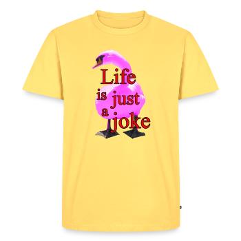 Imprimé cygne humoristique - T-shirt Premium bio Homme - jaune pastel - Devant - AI Model Male 185 dark (185cm)