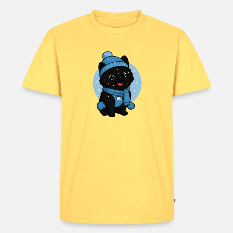 Kuschelhund Winterzauber - Männer Premium Bio T-Shirt - Pastellgelb