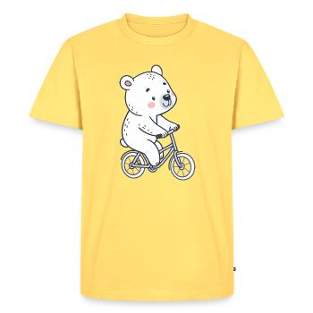 Ours polaire en vélo pastel - T-shirt Premium bio Homme - jaune pastel - Devant - AI Model Male 185 dark (185cm)