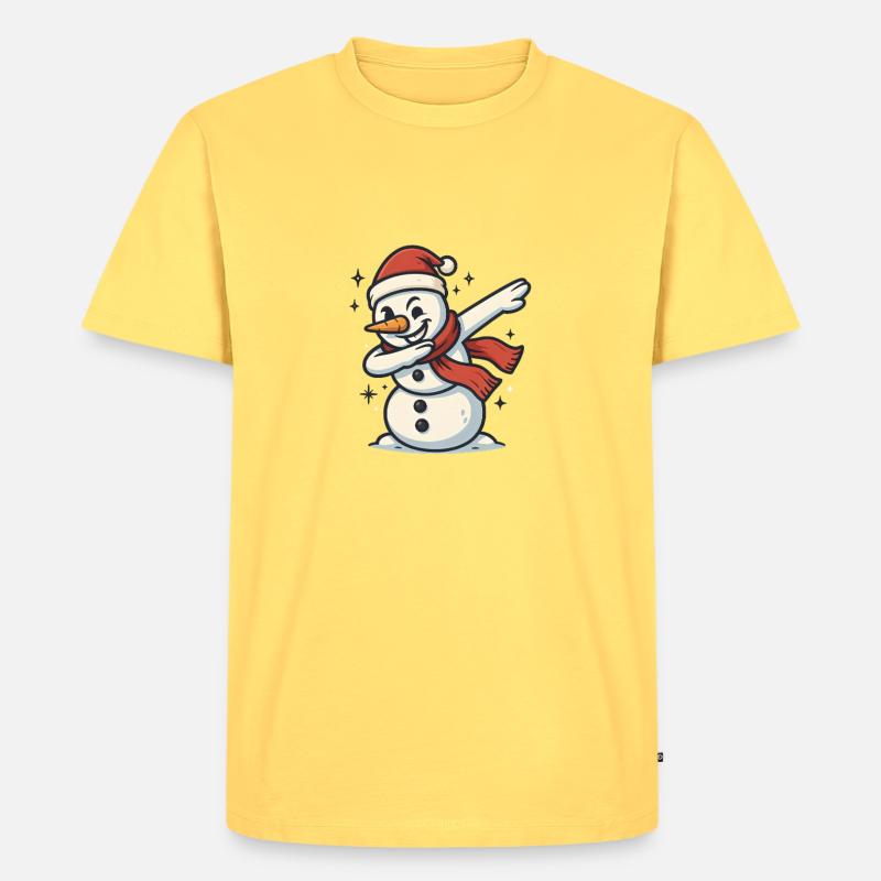 Dabbing Schneemann Dab - Männer Premium Bio T-Shirt - Pastellgelb