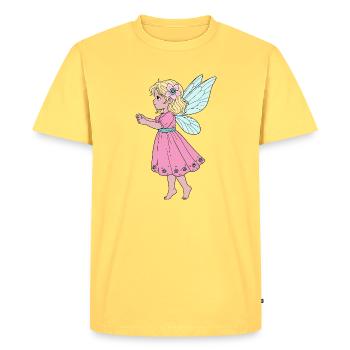 Mignonne Fée en robe rose - T-shirt Premium bio Homme - jaune pastel - Devant - AI Model Male 185 dark (185cm)