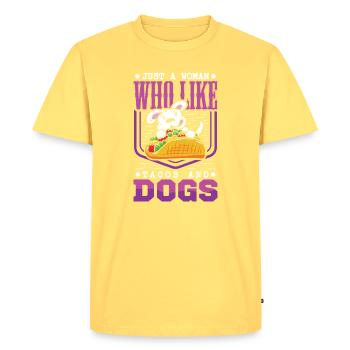 Taco Chien Propriétaire de chien Tacos Chiot Chiot - T-shirt Premium bio Homme - jaune pastel - Devant - AI Model Male 185 dark (185cm)