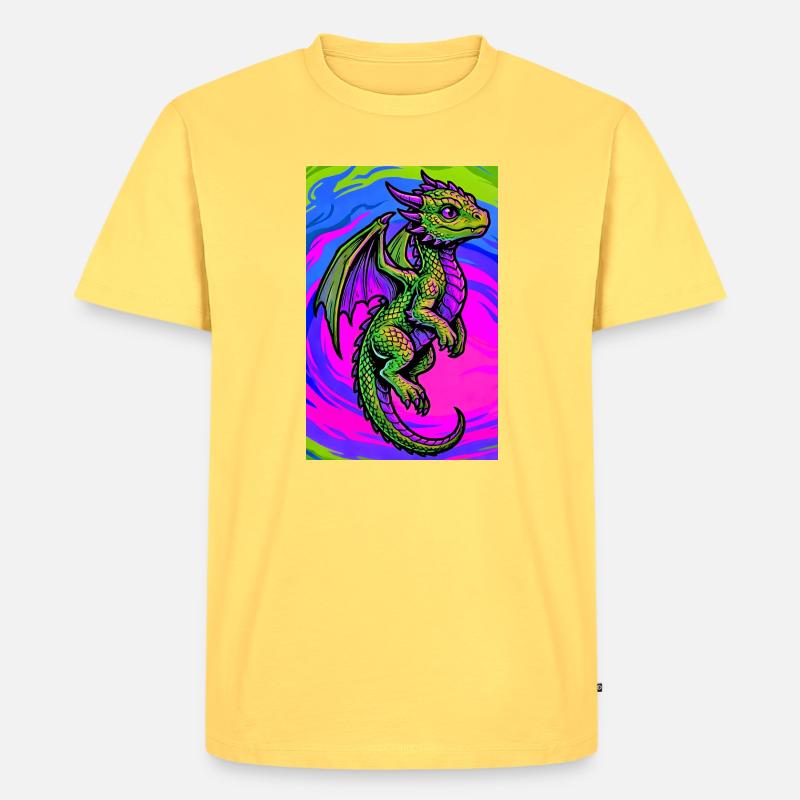 Drache - Männer Premium Bio T-Shirt - Pastellgelb