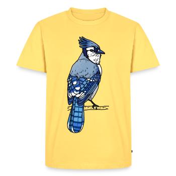 Blue jay - Men's Premium Organic T-Shirt - sky yellow - Front - AI Model Male 185 dark (185cm)