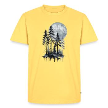 Moonlit Forest Watercolor Silhouette - Men's Premium Organic T-Shirt - sky yellow - Front - AI Model Male 185 dark (185cm)