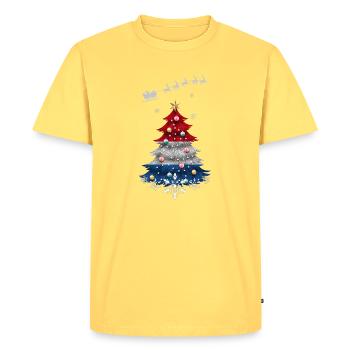 Sapin de Noël avec drapeau néerlandais - T-shirt Premium bio Homme - jaune pastel - Devant - AI Model Male 185 dark (185cm)