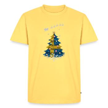 Sapin de Noël avec drapeau de la Suède - T-shirt Premium bio Homme - jaune pastel - Devant - AI Model Male 185 dark (185cm)