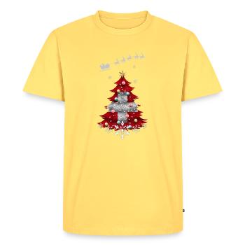 Sapin de Noël avec drapeau suisse - T-shirt Premium bio Homme - jaune pastel - Devant - AI Model Male 185 dark (185cm)