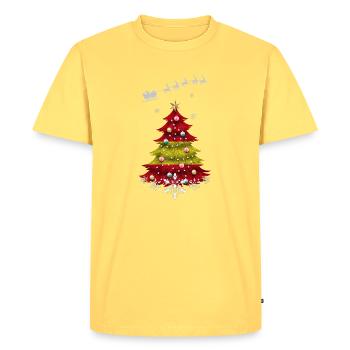 Sapin de Noël avec drapeau espagnol - T-shirt Premium bio Homme - jaune pastel - Devant - AI Model Male 185 dark (185cm)