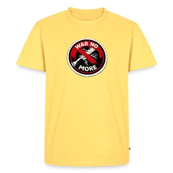 War No More – Sticker Peace & Humanity - T-shirt Premium bio Homme - jaune pastel - Devant - AI Model Male 185 dark (185cm)
