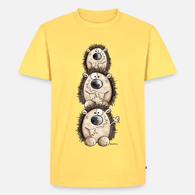 Igel Turm - Männer Premium Bio T-Shirt - Pastellgelb