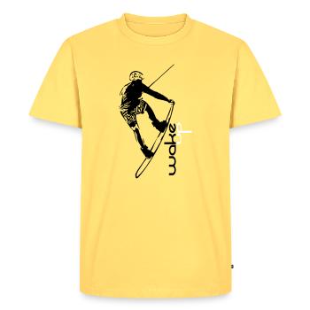 wake up wakeboard - Men's Premium Organic T-Shirt - sky yellow - Front - AI Model Male 185 dark (185cm)