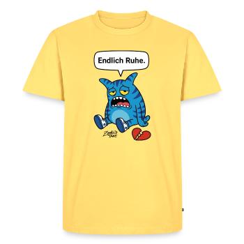 Peace at last. Separation, heartache? Zooki Monster - Men's Premium Organic T-Shirt - sky yellow - Front - AI Model Male 185 dark (185cm)