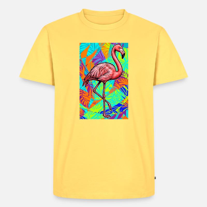 Flamingo - Männer Premium Bio T-Shirt - Pastellgelb