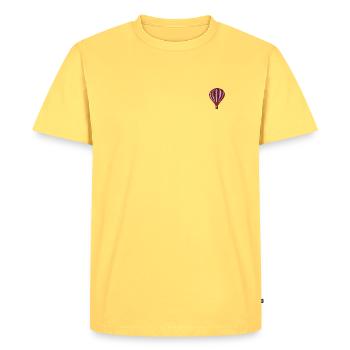 Ballon à air chaud brodé - T-shirt Premium bio Homme - jaune pastel - Devant - AI Model Male 185 dark (185cm)