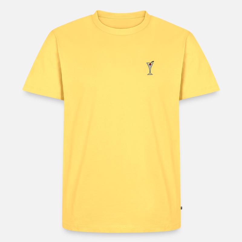 Cherry Martini bestickt - Männer Premium Bio T-Shirt - Pastellgelb