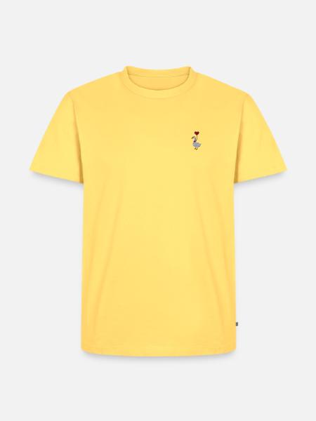 Gans mit Herzluftballon bestickt - Männer Premium Bio T-Shirt - Pastellgelb