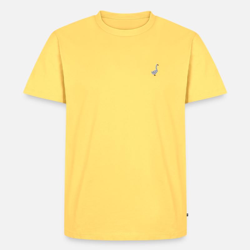 Gans bestickt - Männer Premium Bio T-Shirt - Pastellgelb