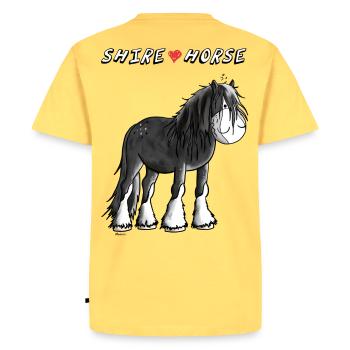 Love Shire Horses - Men's Premium Organic T-Shirt - sky yellow - Back - AI Model Male 185 dark (185cm)
