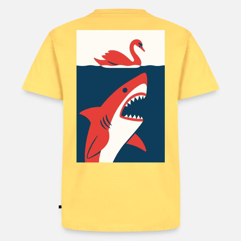 Schwan trifft Hai #2 - Männer Premium Bio T-Shirt - Pastellgelb