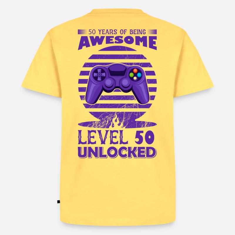 Retro Gaming Controller Motiv - Männer Premium Bio T-Shirt - Pastellgelb