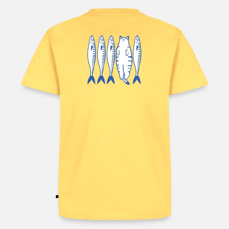 White Cat & Co. - Männer Premium Bio T-Shirt - Pastellgelb