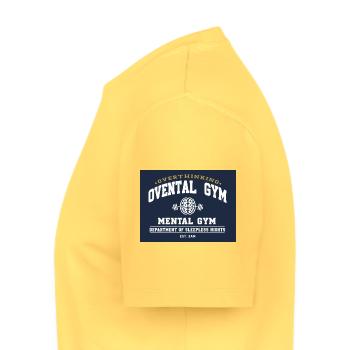 Trop réfléchir au t-shirt mental de la salle de sport - T-shirt Premium bio Homme - jaune pastel - Gauche - AI Model Male 178 dark (178cm)