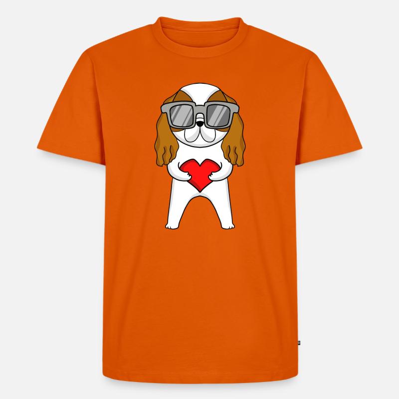Cavalier King Charles Spaniel mit Sonnenbrille - Männer Premium Bio T-Shirt - Orange