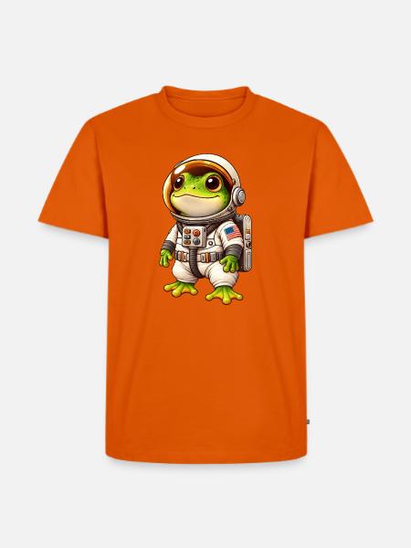 Frosch Astronaut Weltraum Entdecker Cartoon - Männer Premium Bio T-Shirt - Orange