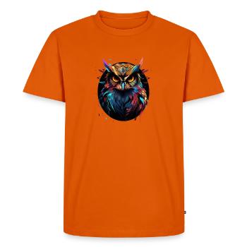 Hibou éclaboussures oiseau multicolore - T-shirt Premium bio Homme - orange  - Devant - Nico (187cm)