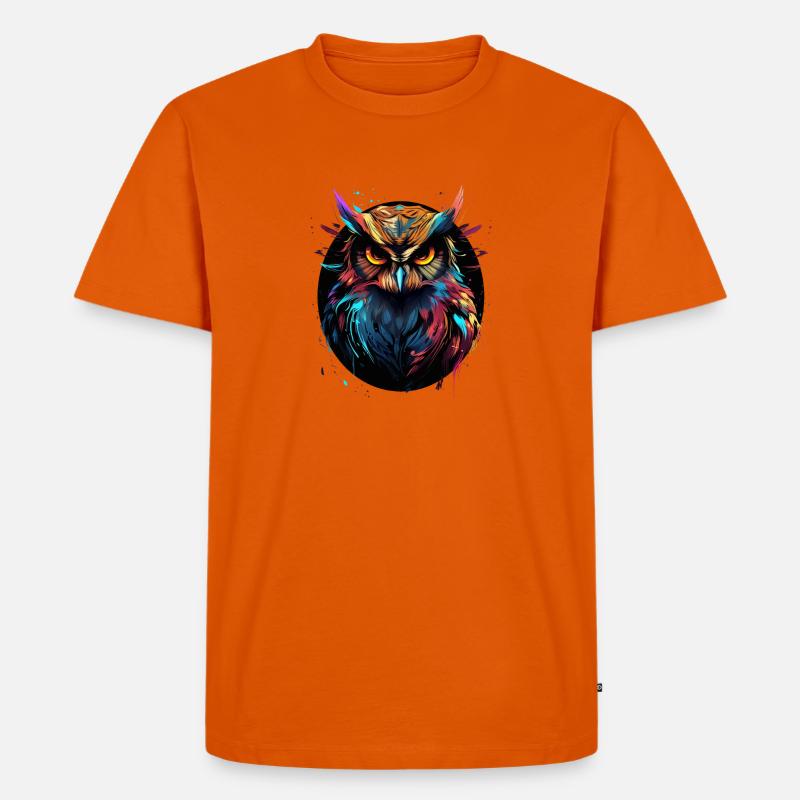 Eule SPLATTER Vogel Bunt - Männer Premium Bio T-Shirt - Orange 