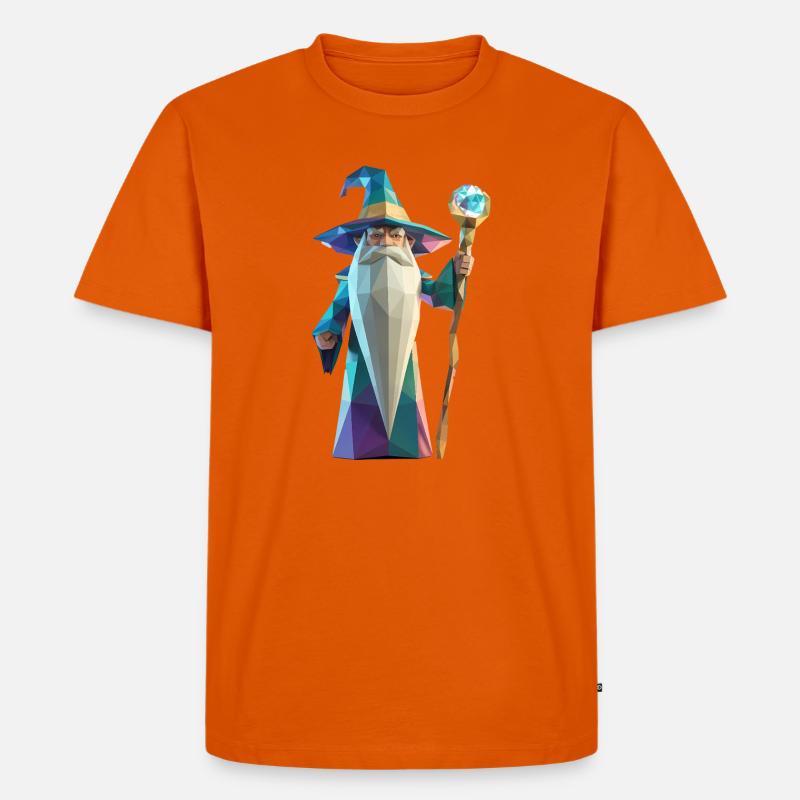 Wise Wizard - Cooles Low-Poly-Logo - Männer Premium Bio T-Shirt - Orange 
