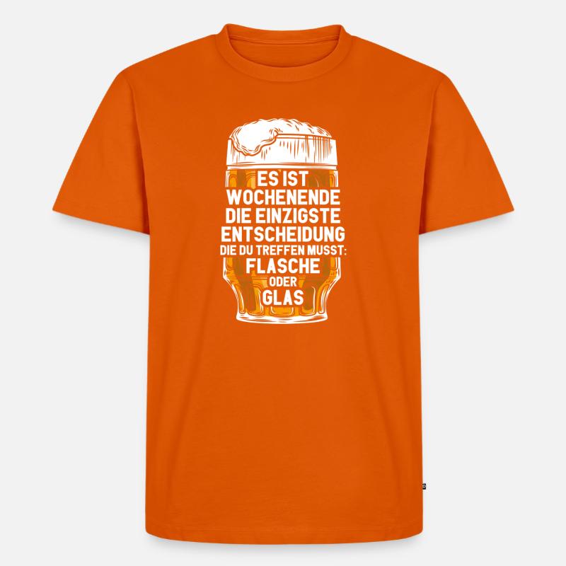 Wochenende Flasche Oder Glas / Bier Spruch - Männer Premium Bio T-Shirt - Orange